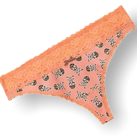 Torrid Orange Cheetah Skull Lace Trim Cotton Thong 5X Plus Size NEW Women’s - Picture 1 of 8